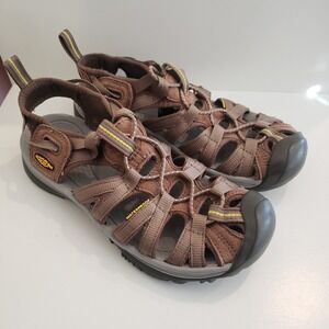 Keen Whisper Brown Yellow Waterproof Hiking Water Sandals Womens Shoes